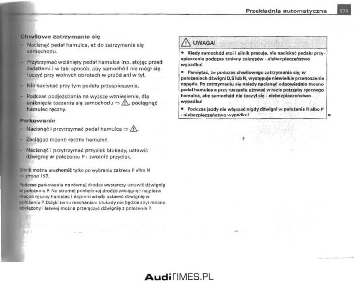 Audi A4 B6 instrukcja obslugi / page 165