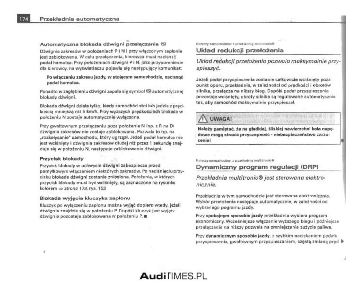 Audi A4 B6 instrukcja obslugi / page 168