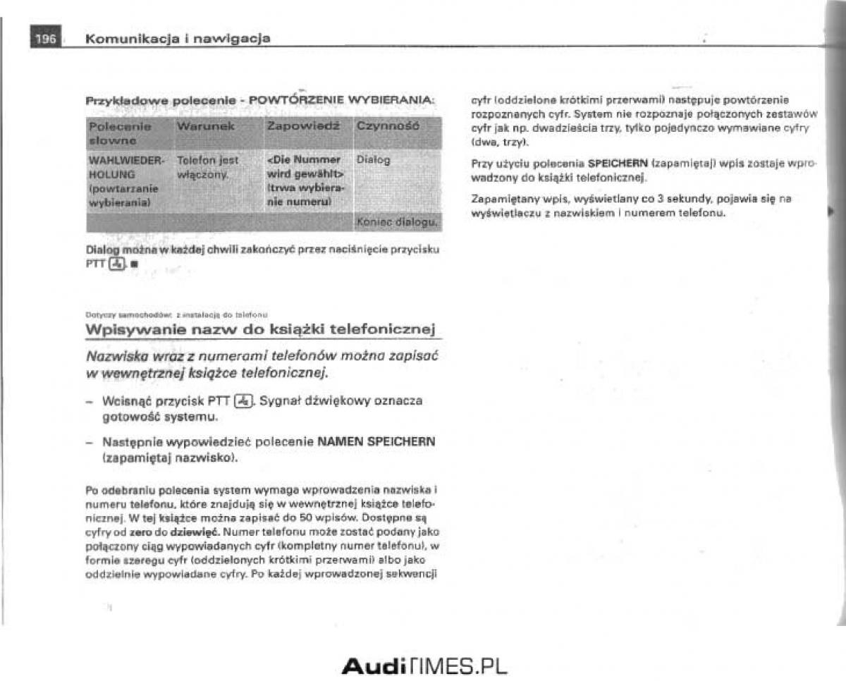 Audi A4 B6 instrukcja obslugi / page 190