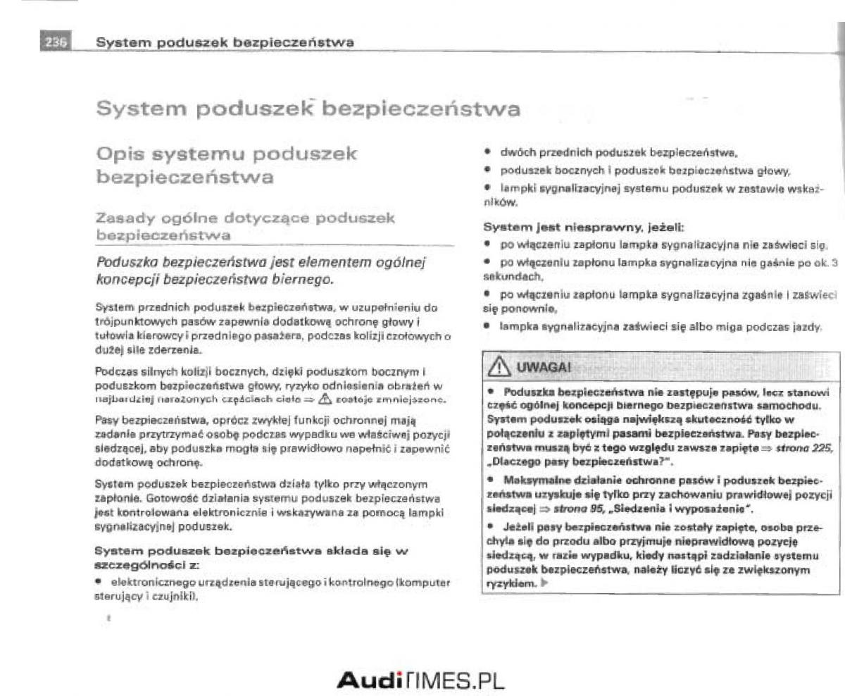 Audi A4 B6 instrukcja obslugi / page 228