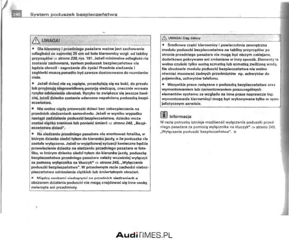 Audi A4 B6 instrukcja obslugi / page 231