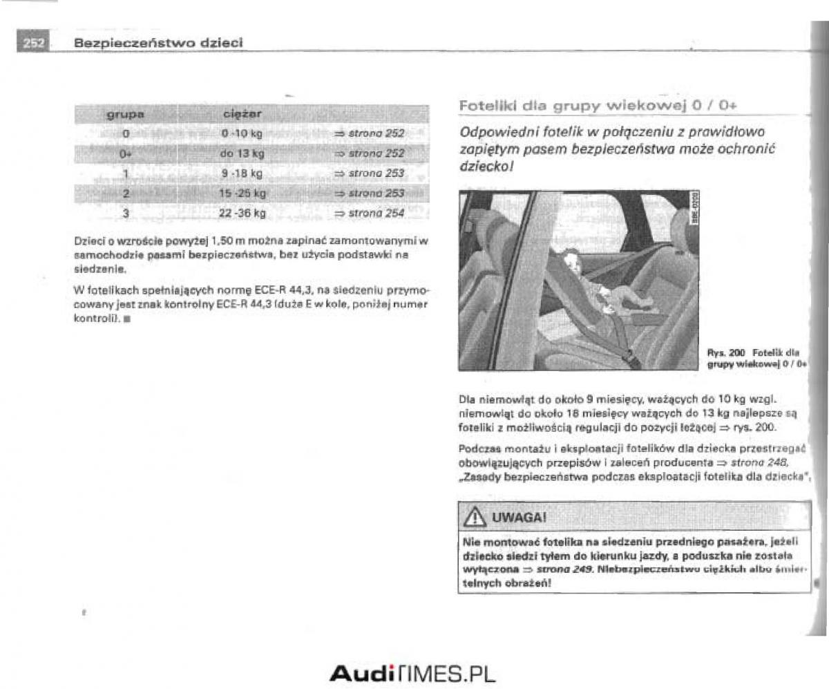 Audi A4 B6 instrukcja obslugi / page 243