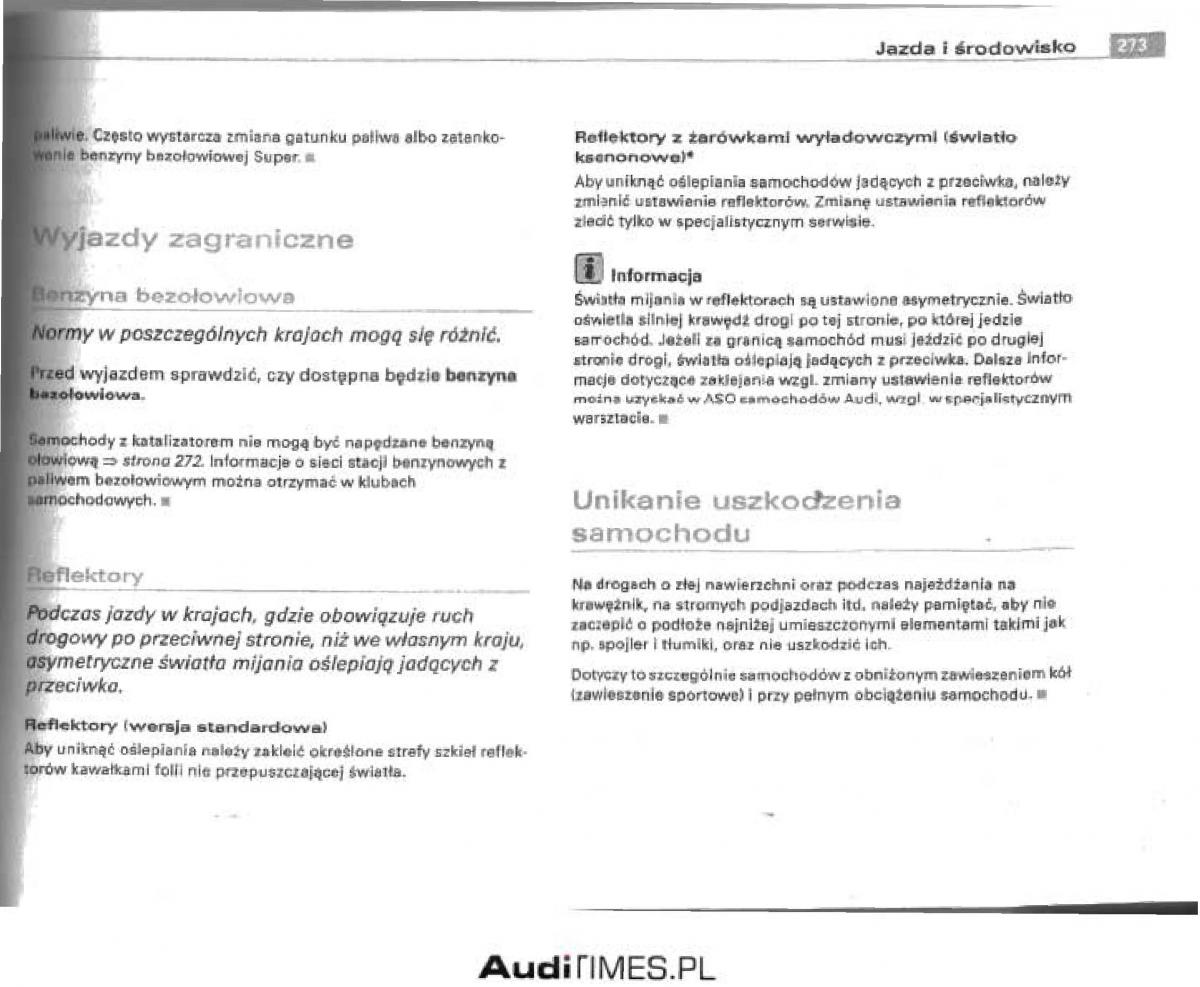 Audi A4 B6 instrukcja obslugi / page 261