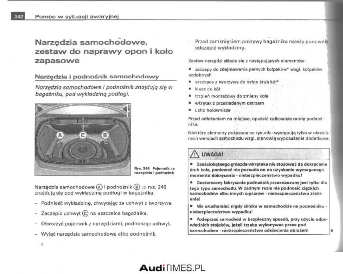 Audi A4 B6 instrukcja obslugi / page 326
