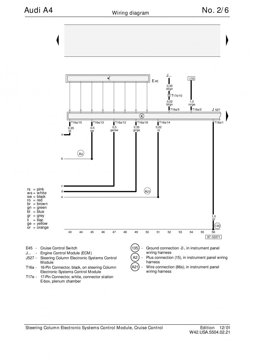 manual  Audi A4 B5 wiring diagrams schematy / page 6