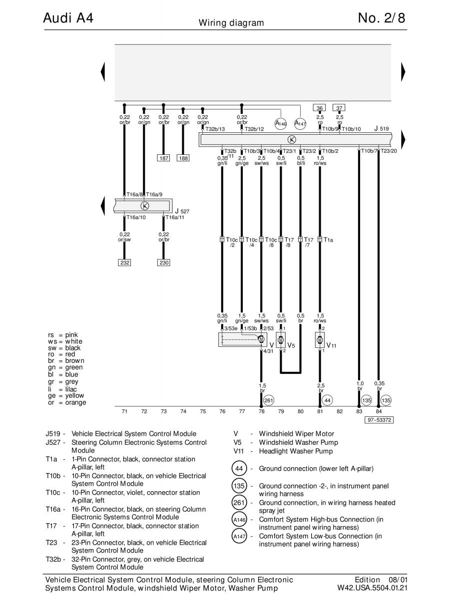 manual  Audi A4 B5 wiring diagrams schematy / page 8