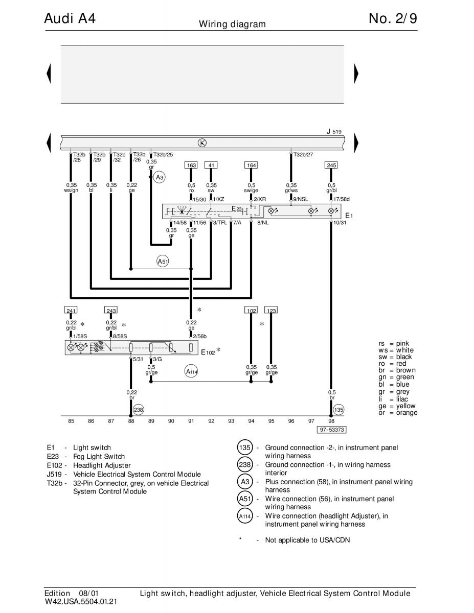manual  Audi A4 B5 wiring diagrams schematy / page 9
