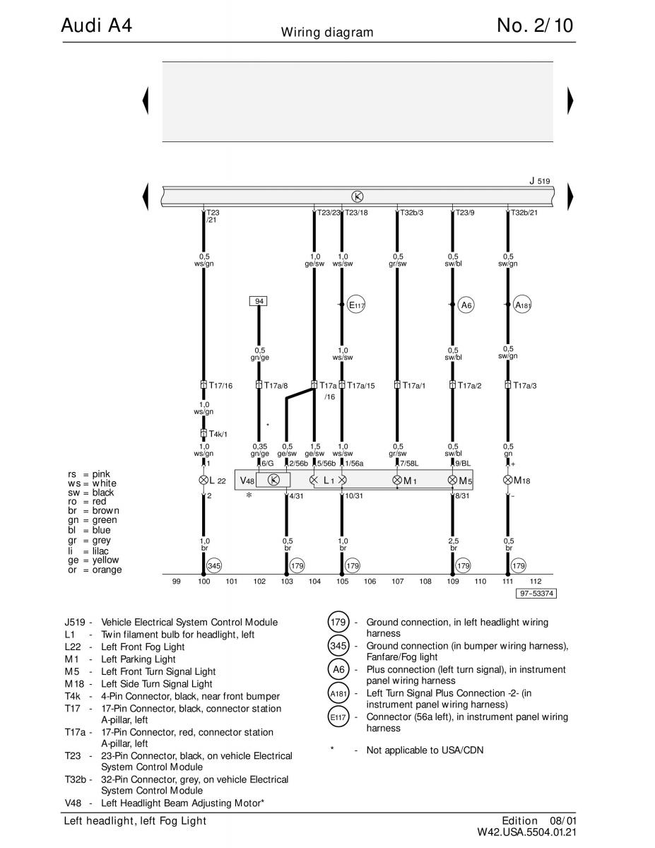 manual  Audi A4 B5 wiring diagrams schematy / page 10