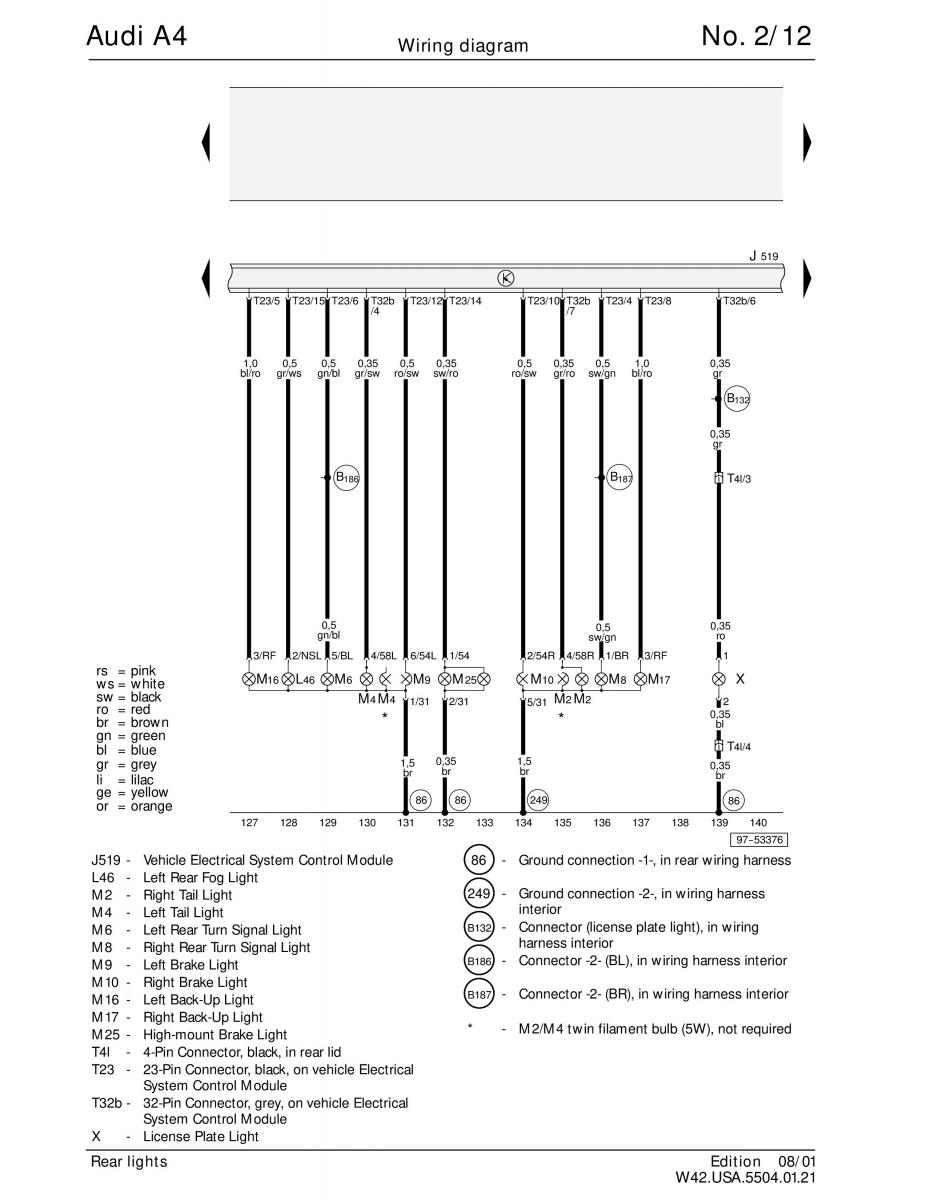 manual  Audi A4 B5 wiring diagrams schematy / page 12