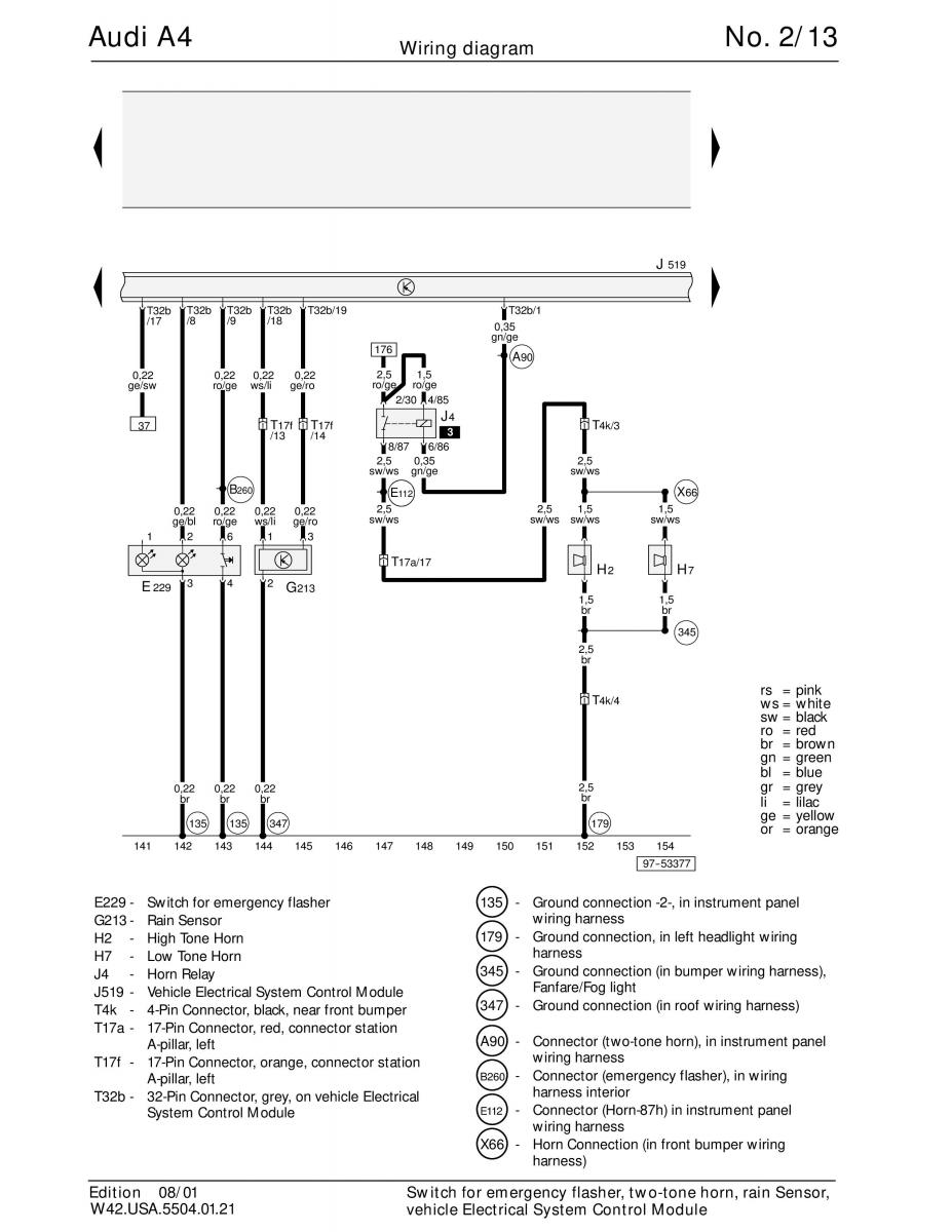 manual  Audi A4 B5 wiring diagrams schematy / page 13