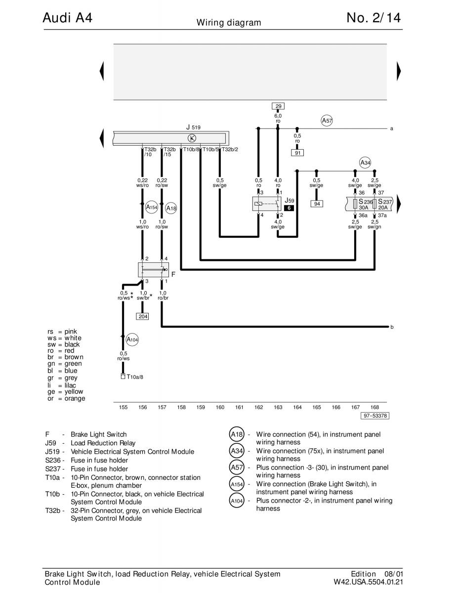 manual  Audi A4 B5 wiring diagrams schematy / page 14