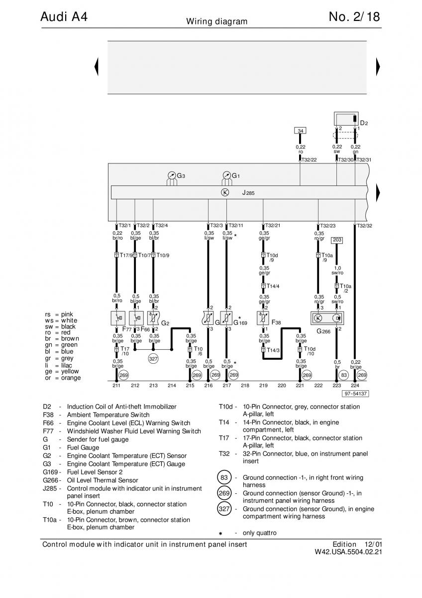 manual  Audi A4 B5 wiring diagrams schematy / page 18