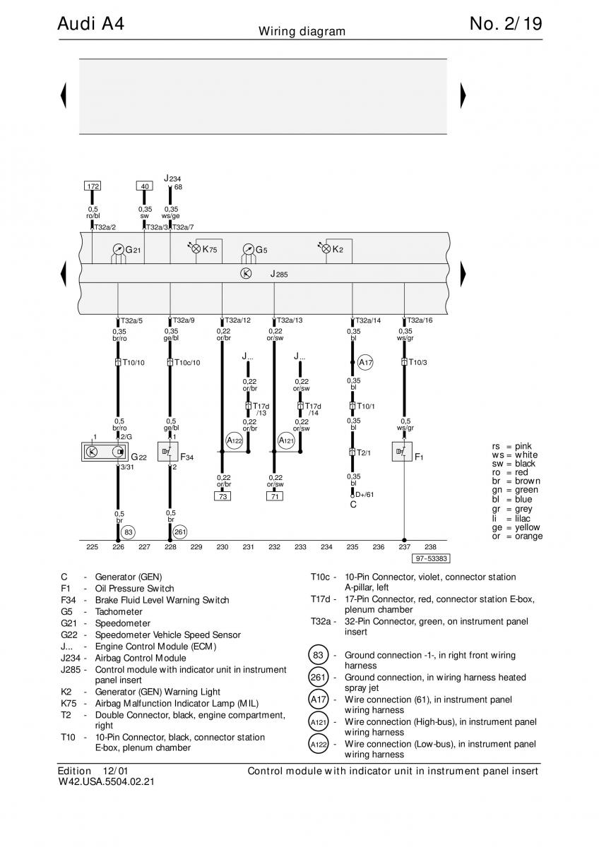 manual  Audi A4 B5 wiring diagrams schematy / page 19