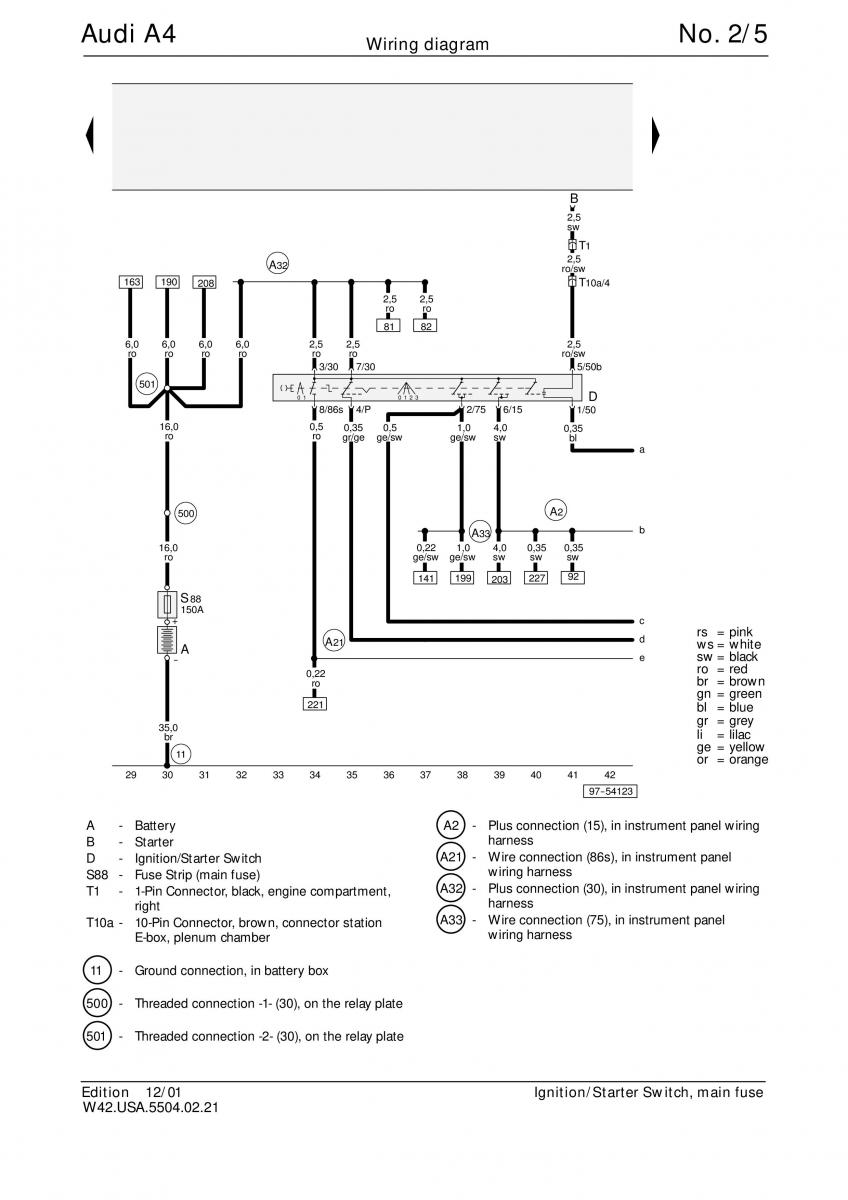manual  Audi A4 B5 wiring diagrams schematy / page 5