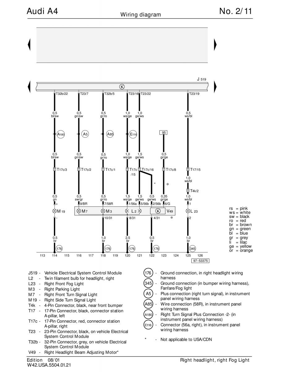 manual  Audi A4 B5 wiring diagrams schematy / page 11