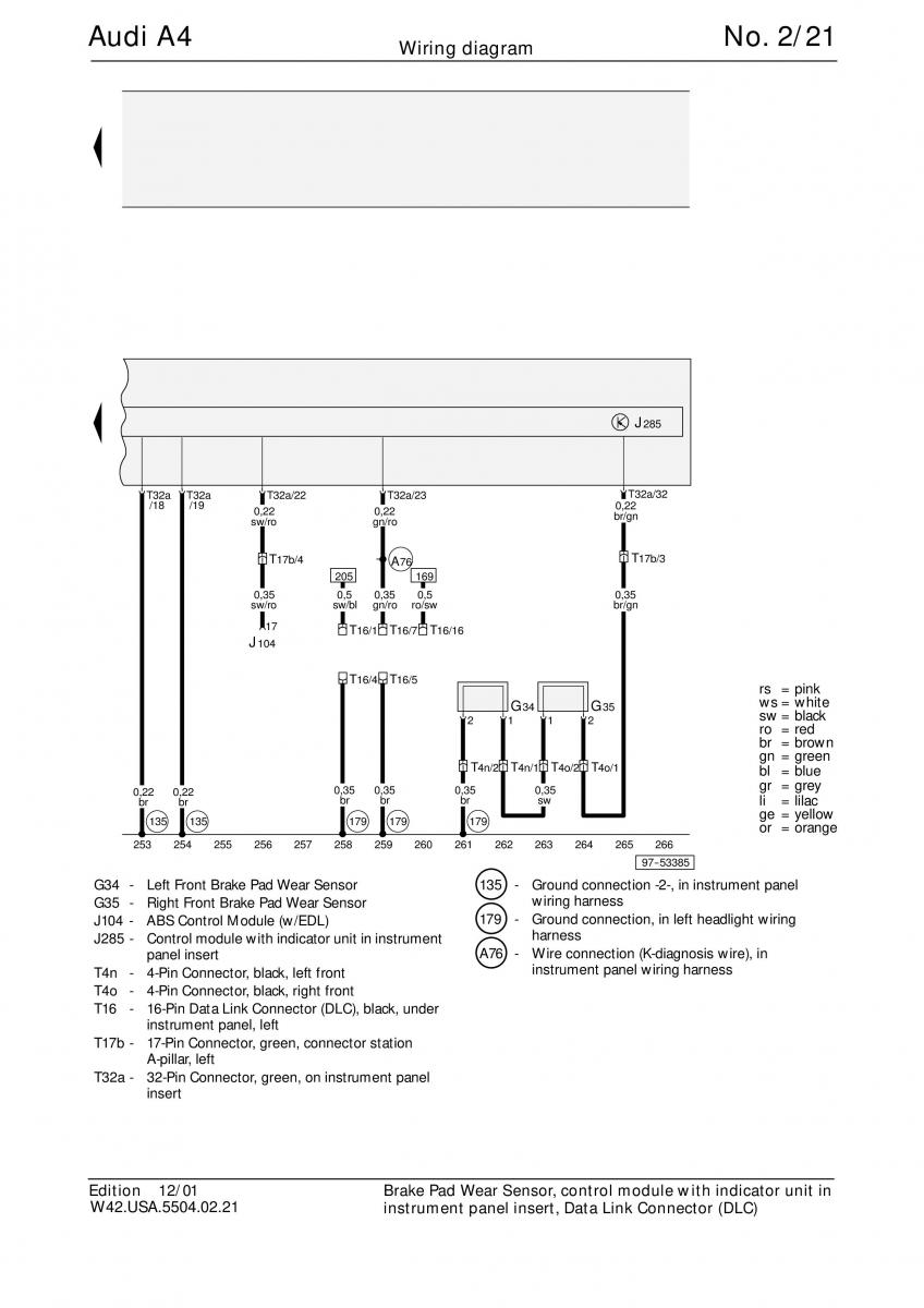 manual  Audi A4 B5 wiring diagrams schematy / page 21