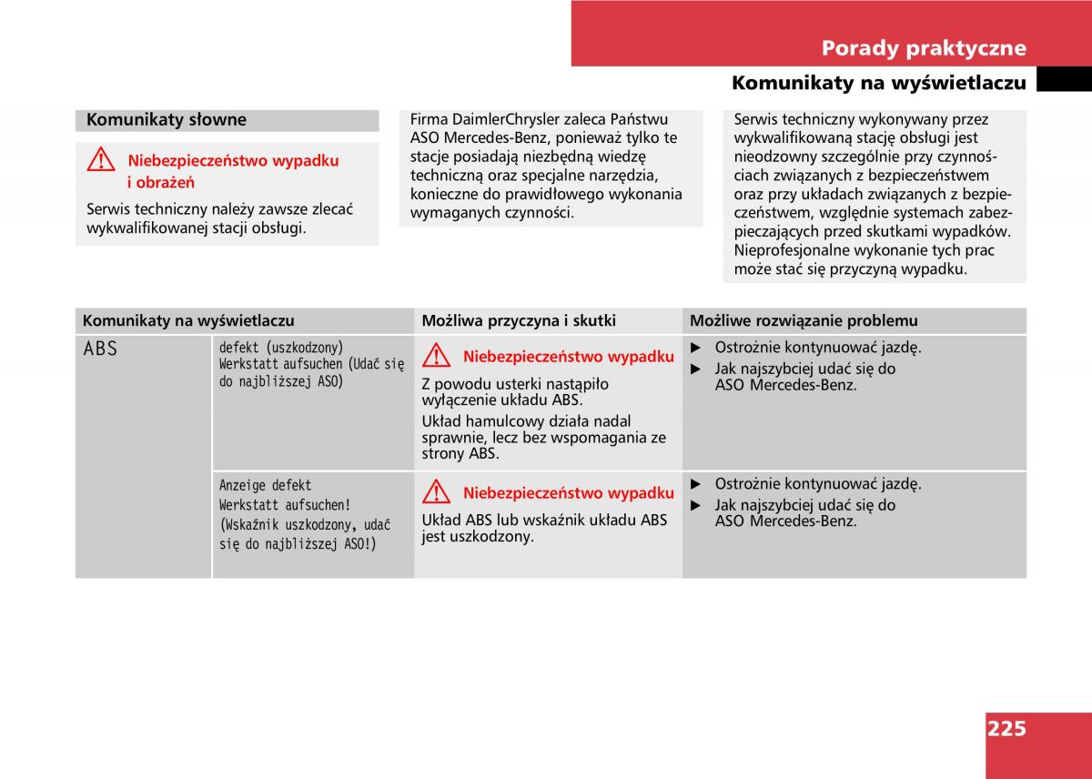 instrukcja obsługi Mercedes A Mercedes A classe II W169 instrukcja / page 227