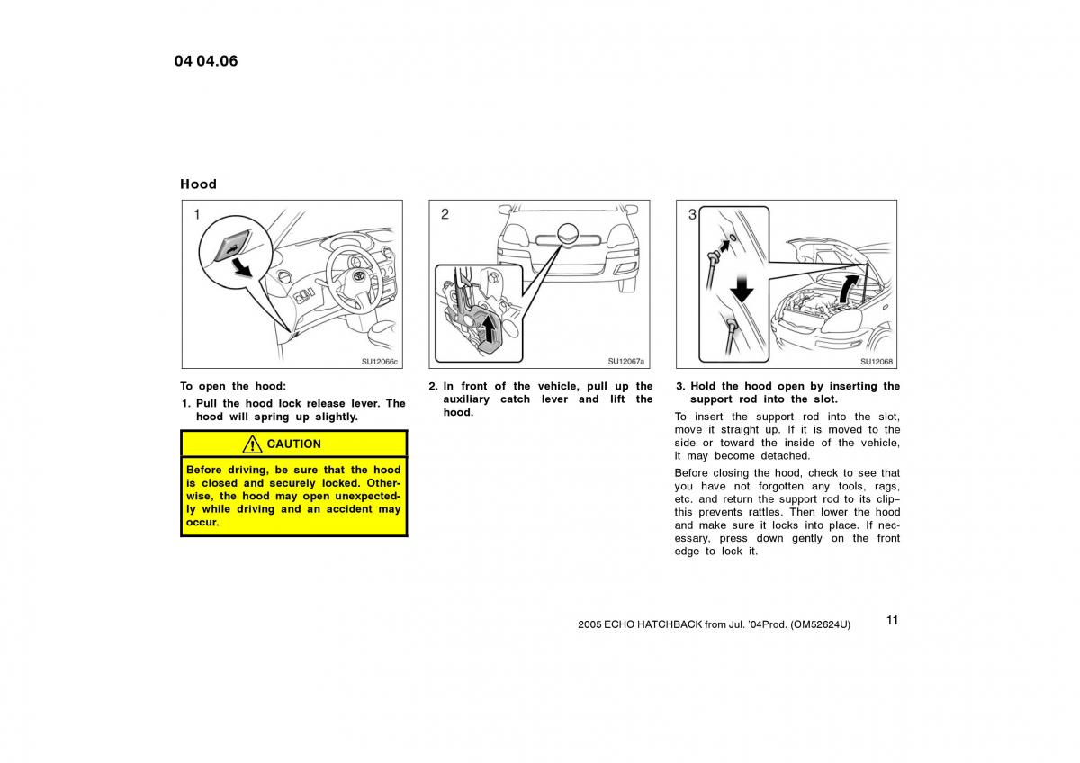 Toyota Yaris I owners manual / page 11