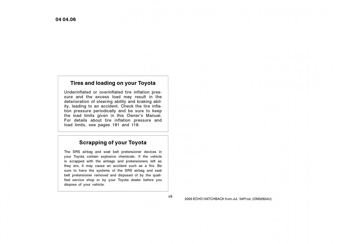 Toyota Yaris I owners manual / page 225