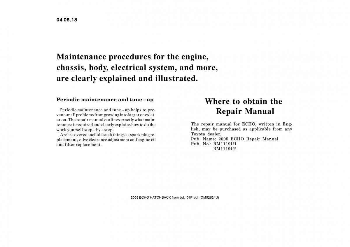 Toyota Yaris I owners manual / page 228