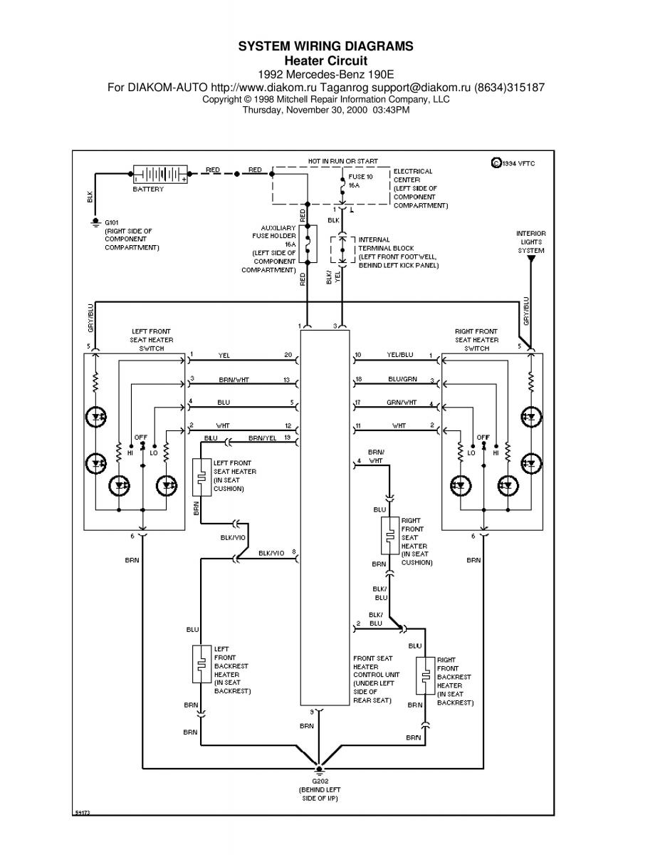 Mercedes Benz 190 W201 wiring diagram schemat / page 22