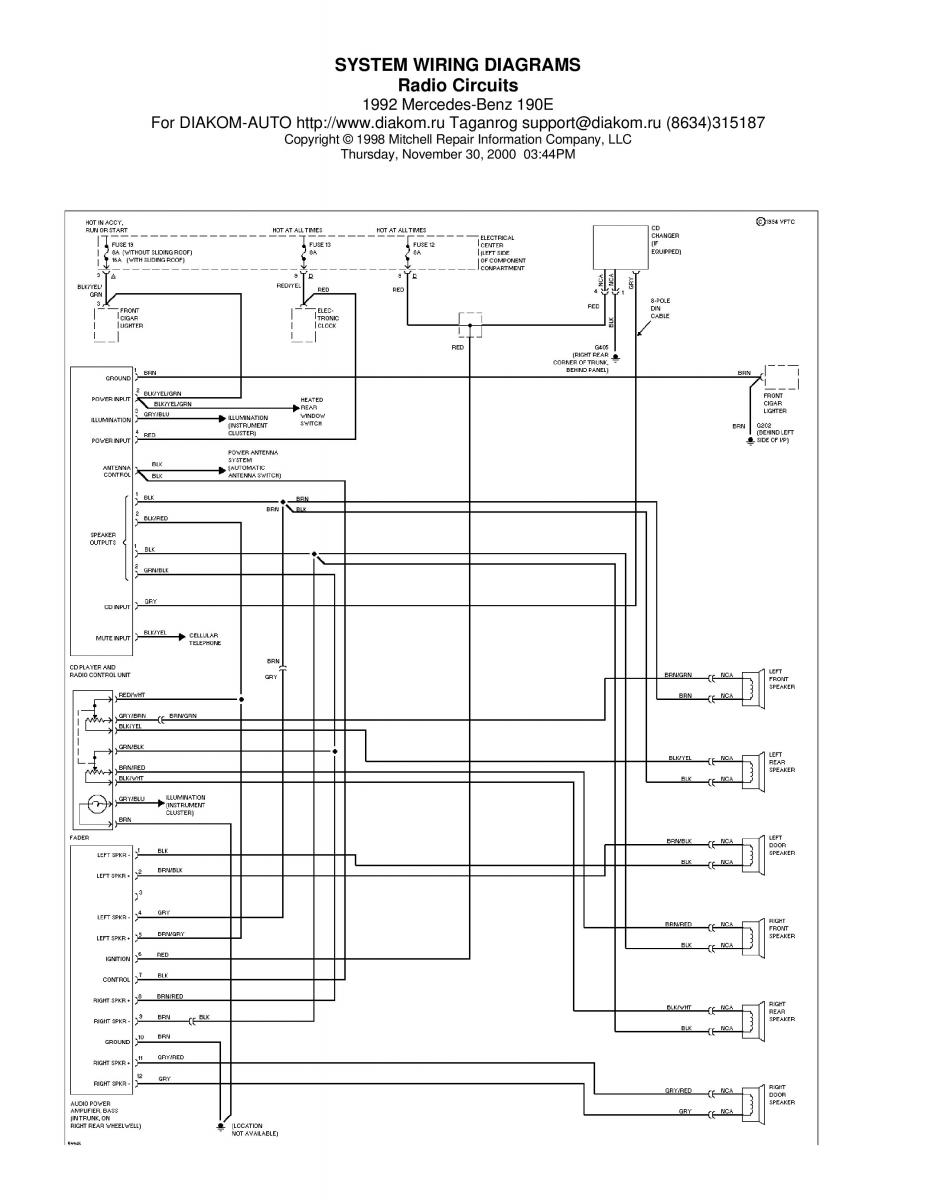 Mercedes Benz 190 W201 wiring diagram schemat / page 27