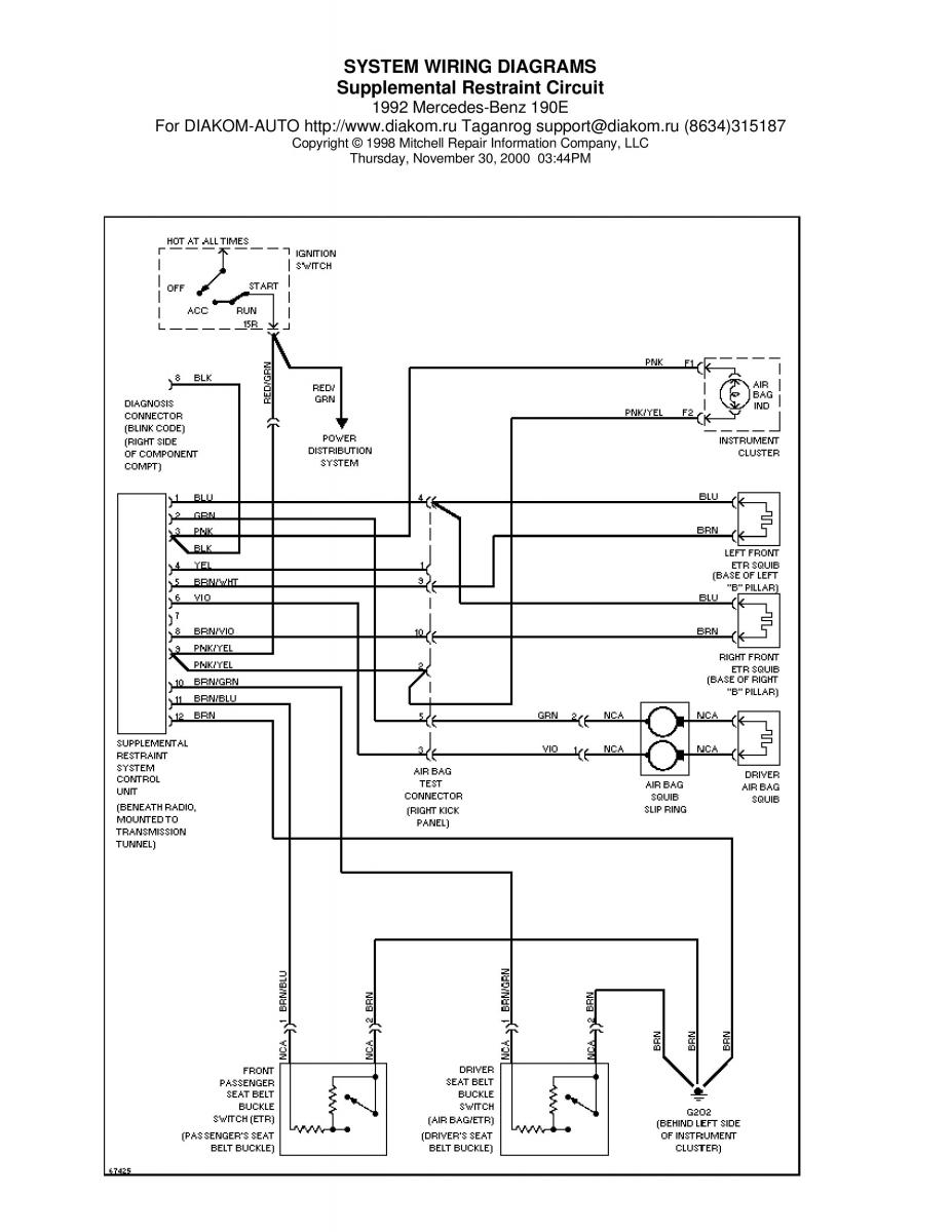 Mercedes Benz 190 W201 wiring diagram schemat / page 30