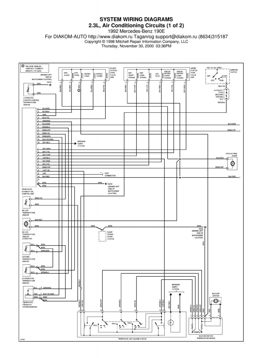 Mercedes Benz 190 W201 wiring diagram schemat / page 1