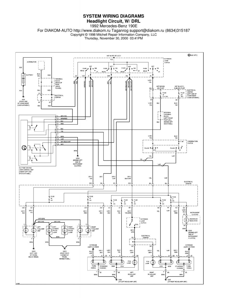 Mercedes Benz 190 W201 wiring diagram schemat / page 11