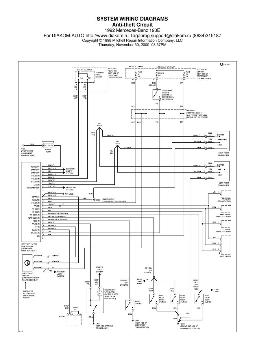 manual  Mercedes Benz 190 W201 wiring diagram schemat / page 3