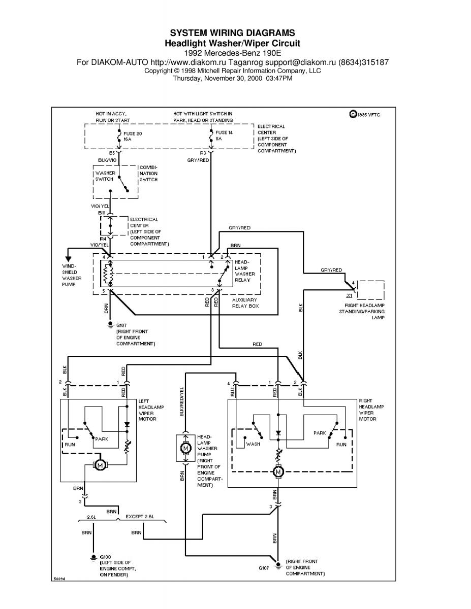 Mercedes Benz 190 W201 wiring diagram schemat / page 33