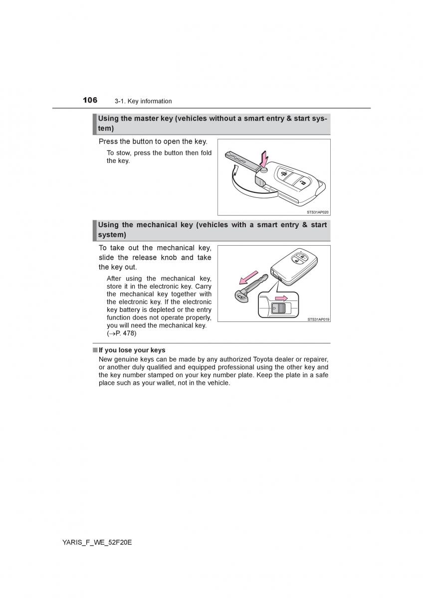Toyota Yaris III 3 owners manual / page 106