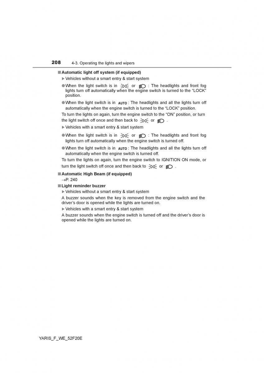 Toyota Yaris III 3 owners manual / page 208