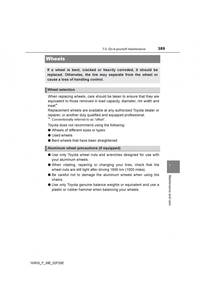 Toyota Yaris III 3 owners manual / page 389