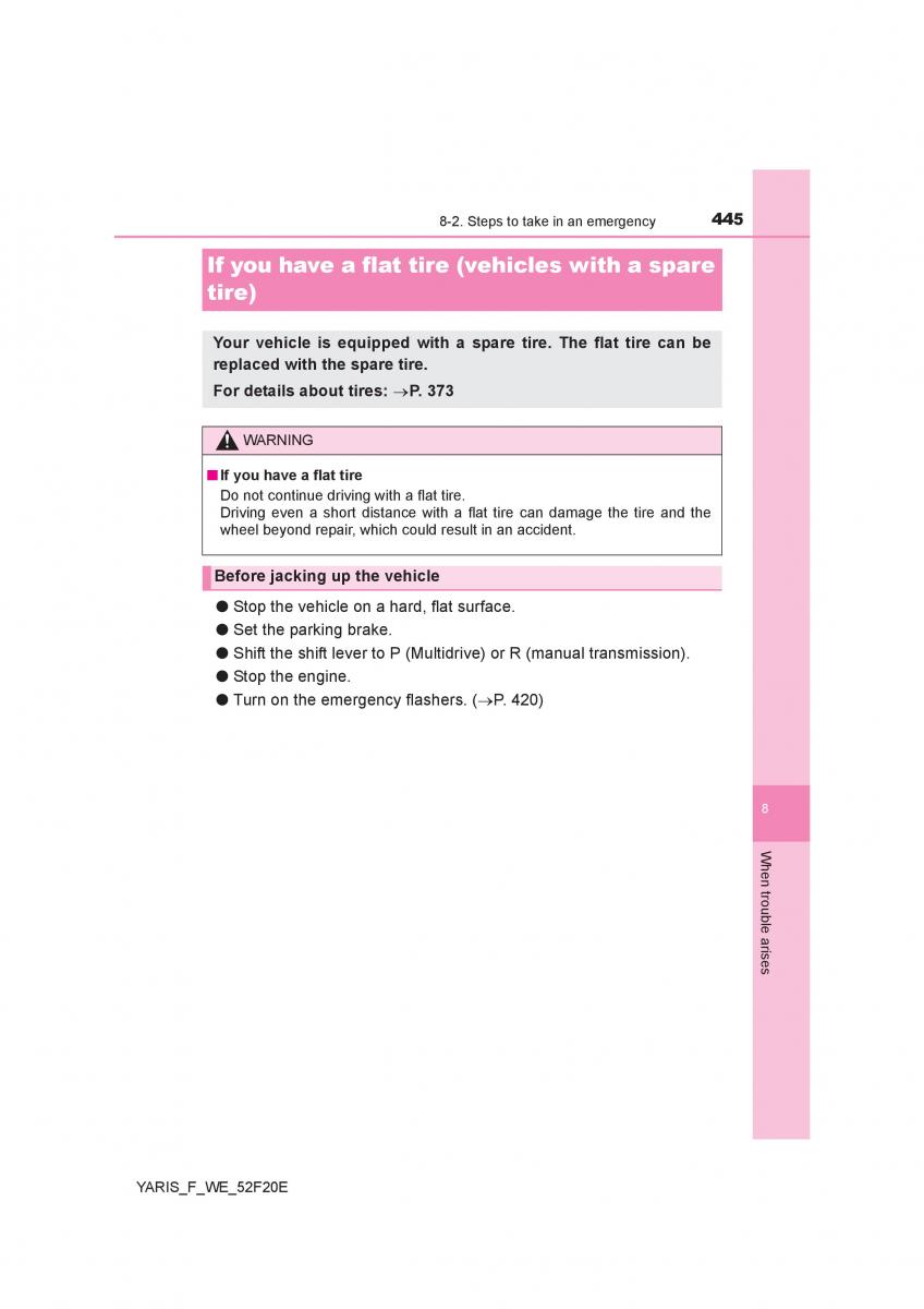 Toyota Yaris III 3 owners manual / page 445