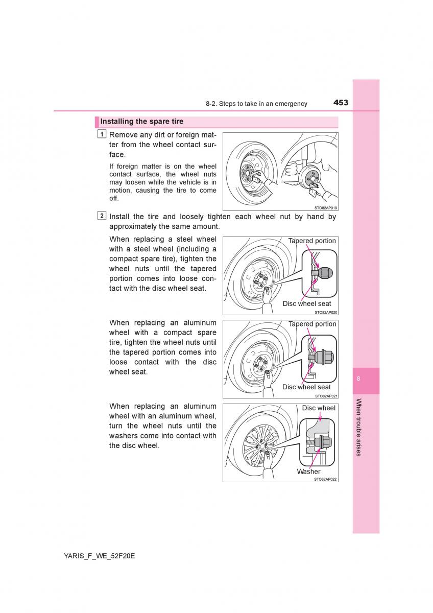 Toyota Yaris III 3 owners manual / page 453