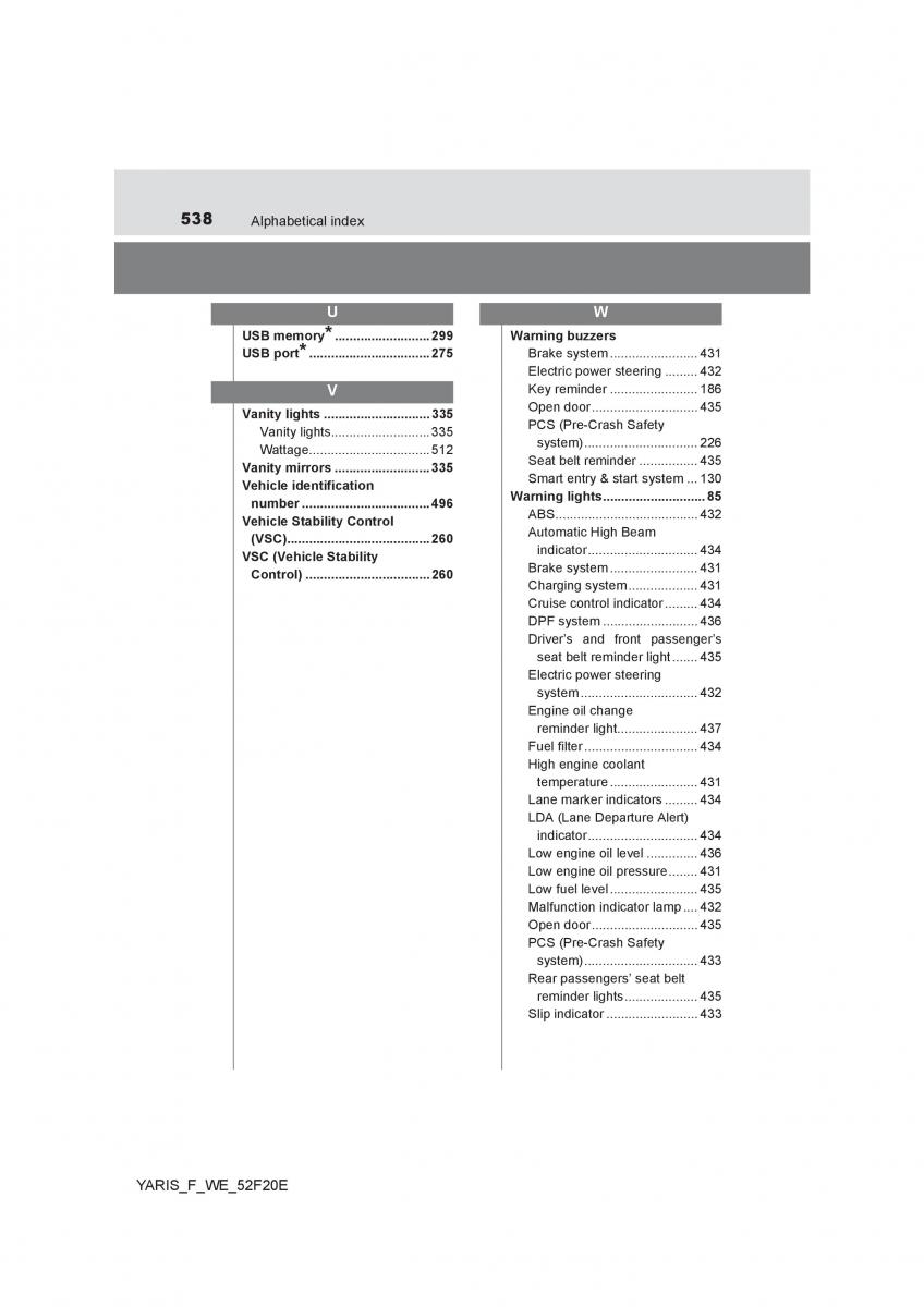 manual  Toyota Yaris III 3 owners manual / page 538