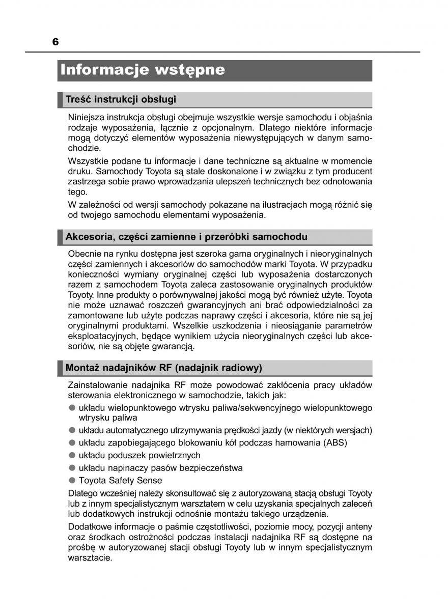 Toyota Yaris III 3 owners manual instrukcja obslugi / page 6