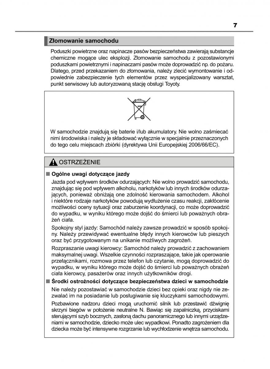 Toyota Yaris III 3 owners manual instrukcja obslugi / page 7