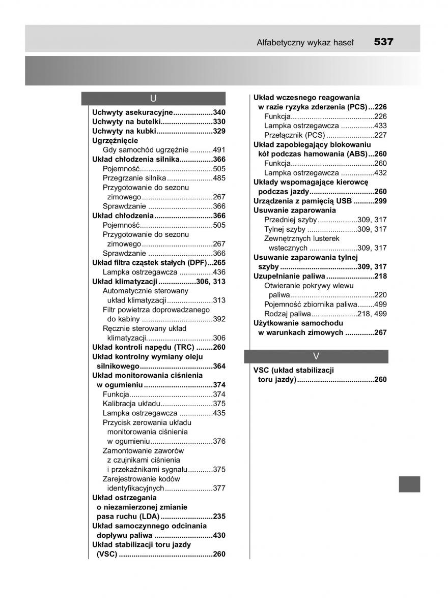 Toyota Yaris III 3 owners manual instrukcja obslugi / page 537