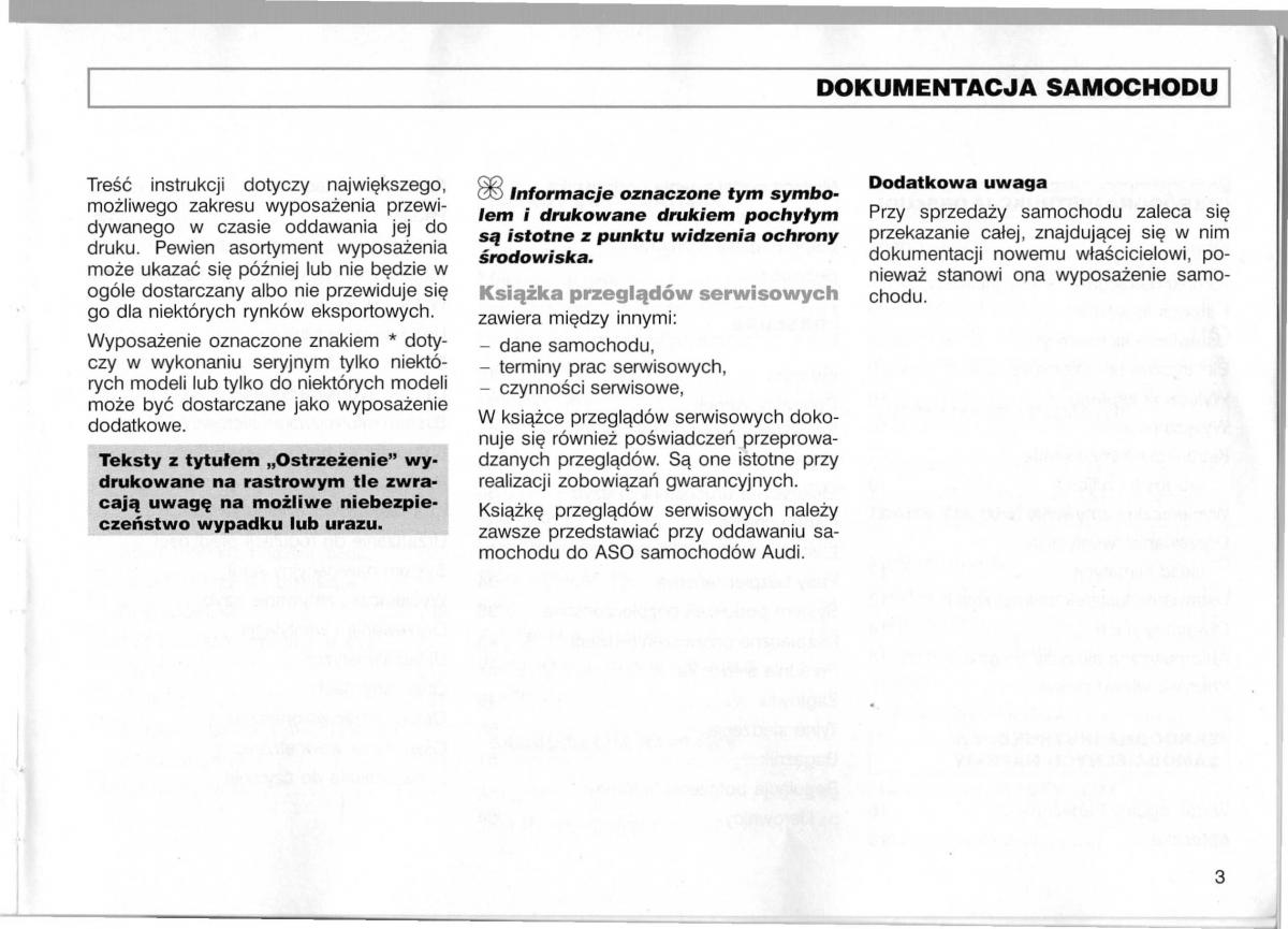Audi A3 I 1 instrukcja obslugi / page 4