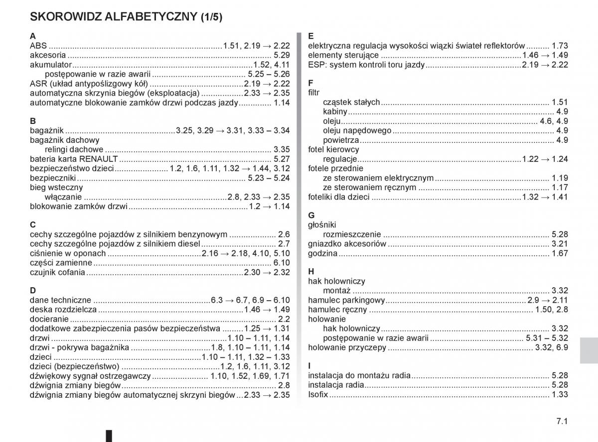Renault Megane III 3 manual / page 231