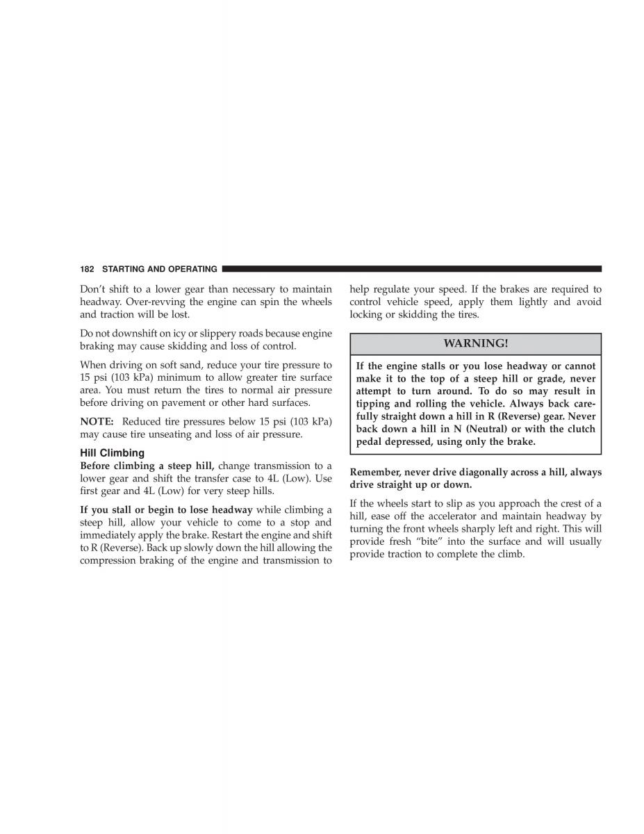 Jeep Wrangler TJ owners manual / page 182