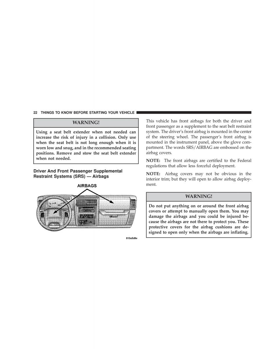 Jeep Wrangler TJ owners manual / page 22
