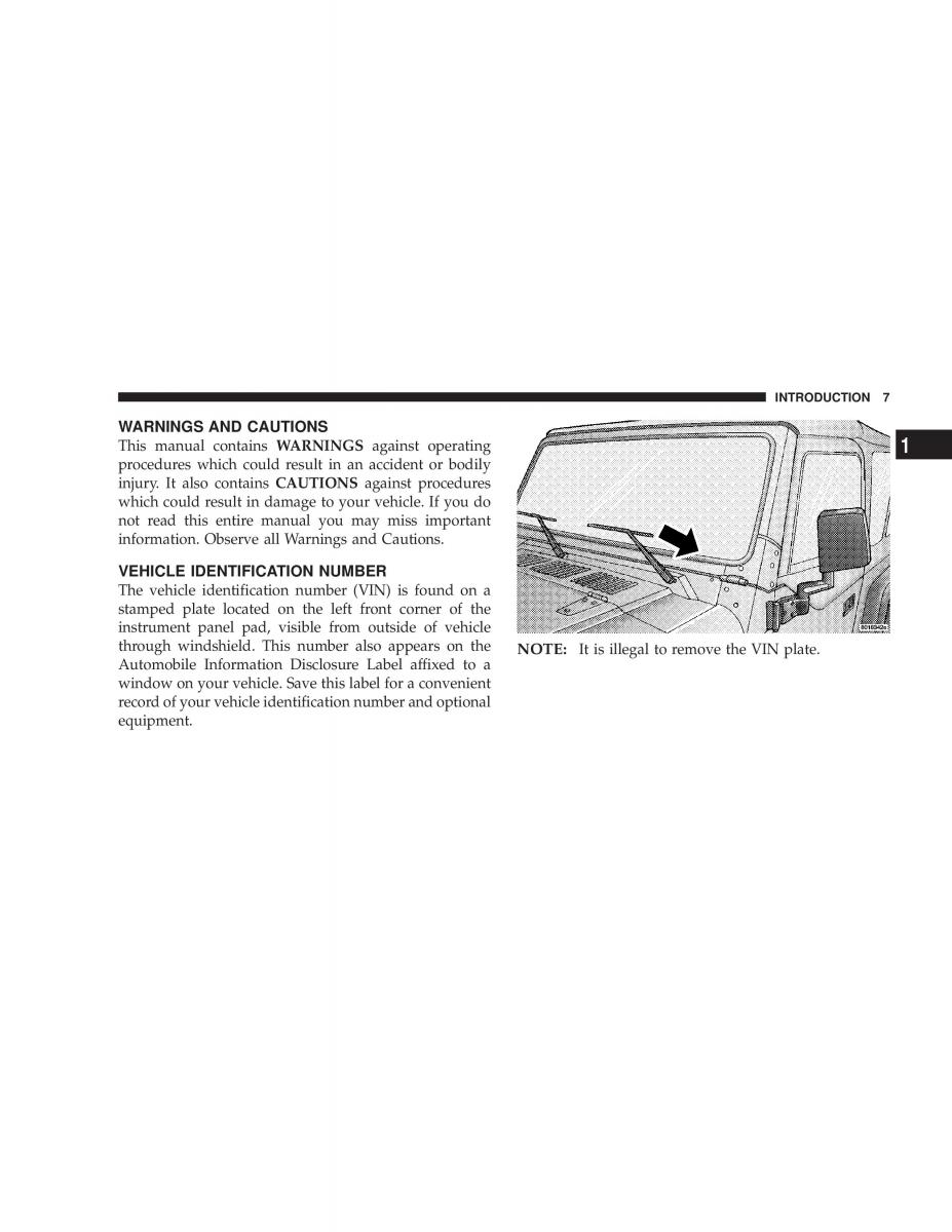 Jeep Wrangler TJ owners manual / page 7