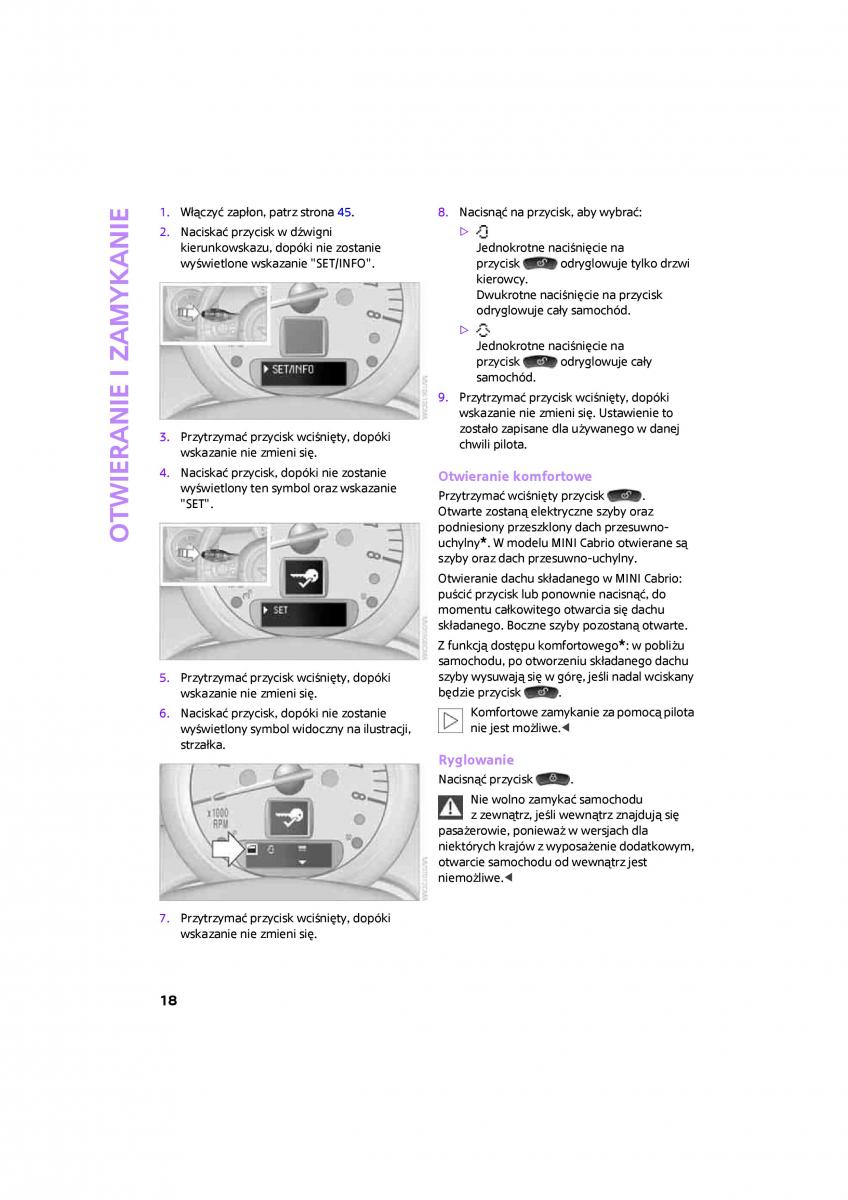 Mini One Cooper Cabrio instrukcja obslugi / page 20