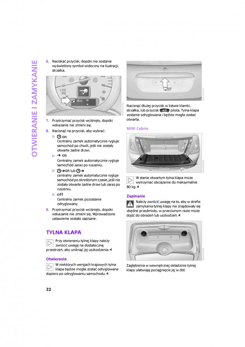 Mini One Cooper Cabrio instrukcja obslugi / page 24