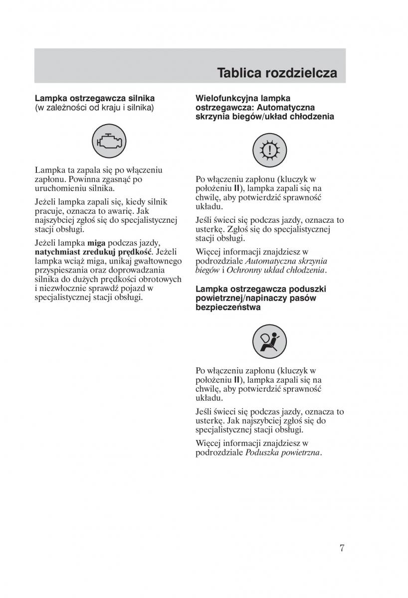 Ford Focus 1 I instrukcja obslugi / page 9