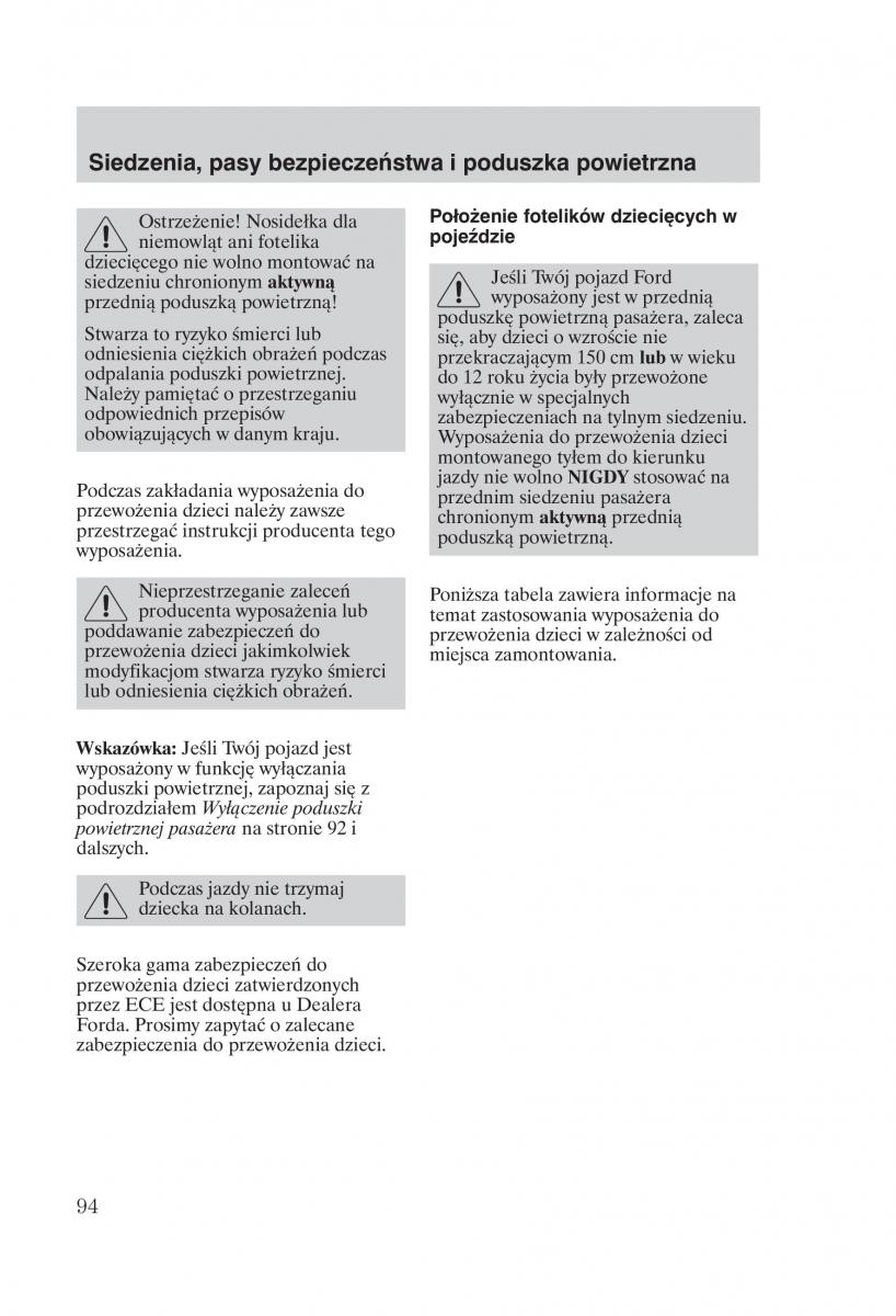 Ford Fiesta VI instrukcja obslugi / page 96