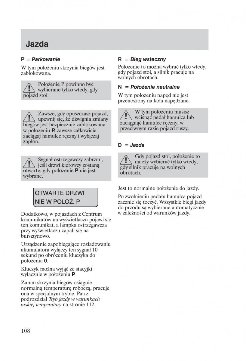 Ford Fiesta VI instrukcja obslugi / page 110